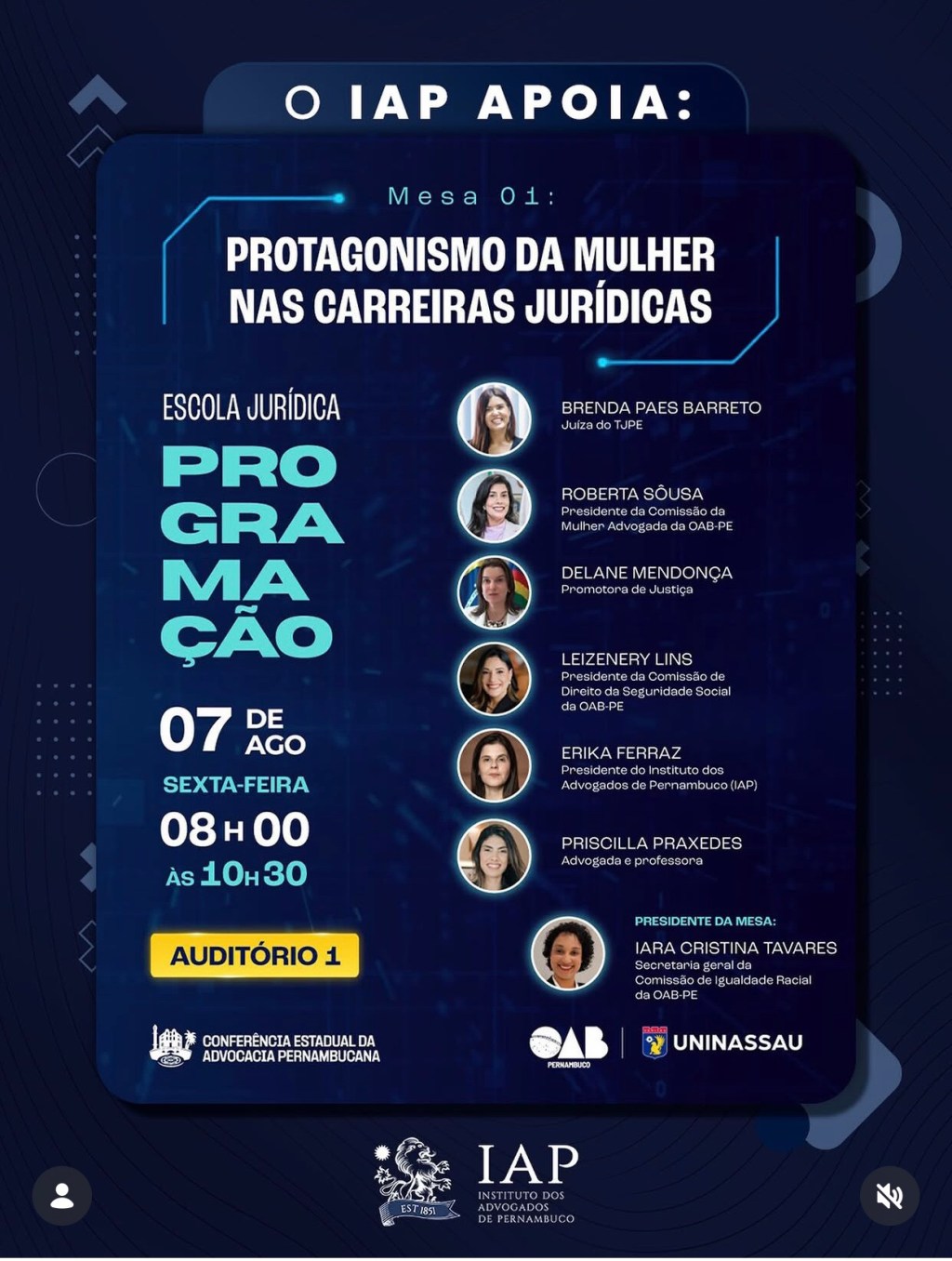 IAP debate Protagonismo da Mulher nas Carreiras Jurídicas